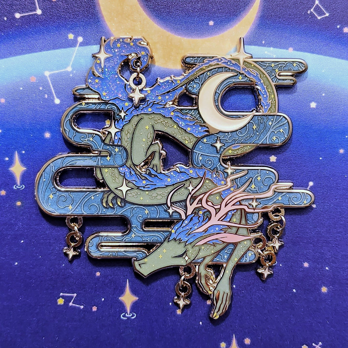 Star Tears Dragon Enamel Pin
