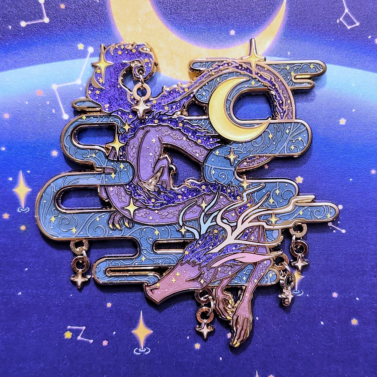 Star Tears Dragon Enamel Pin
