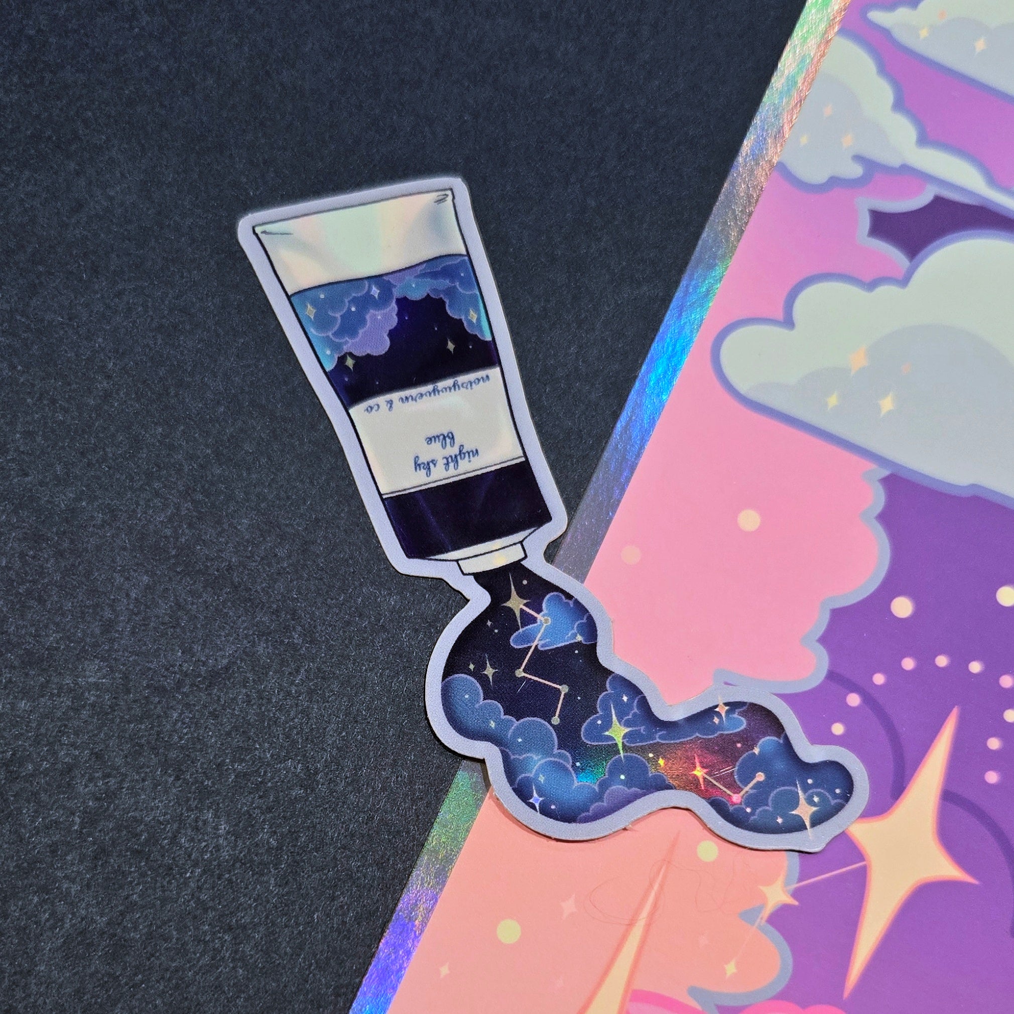 Night sky blue paint holographic sticker noisywyvern