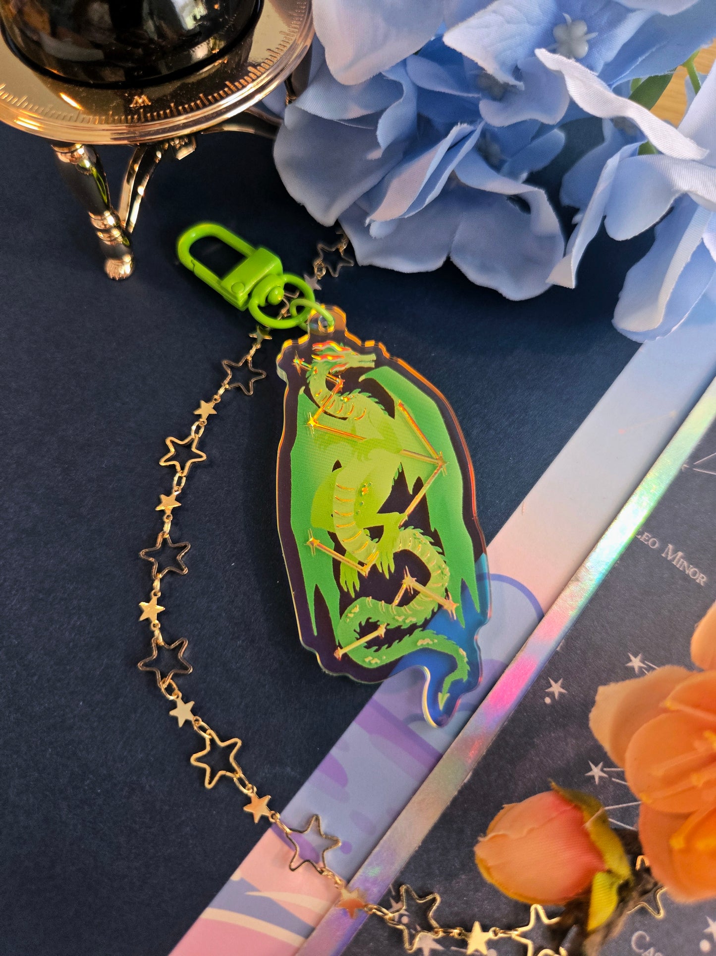 Green Dragon Rainbow Acrylic Charm