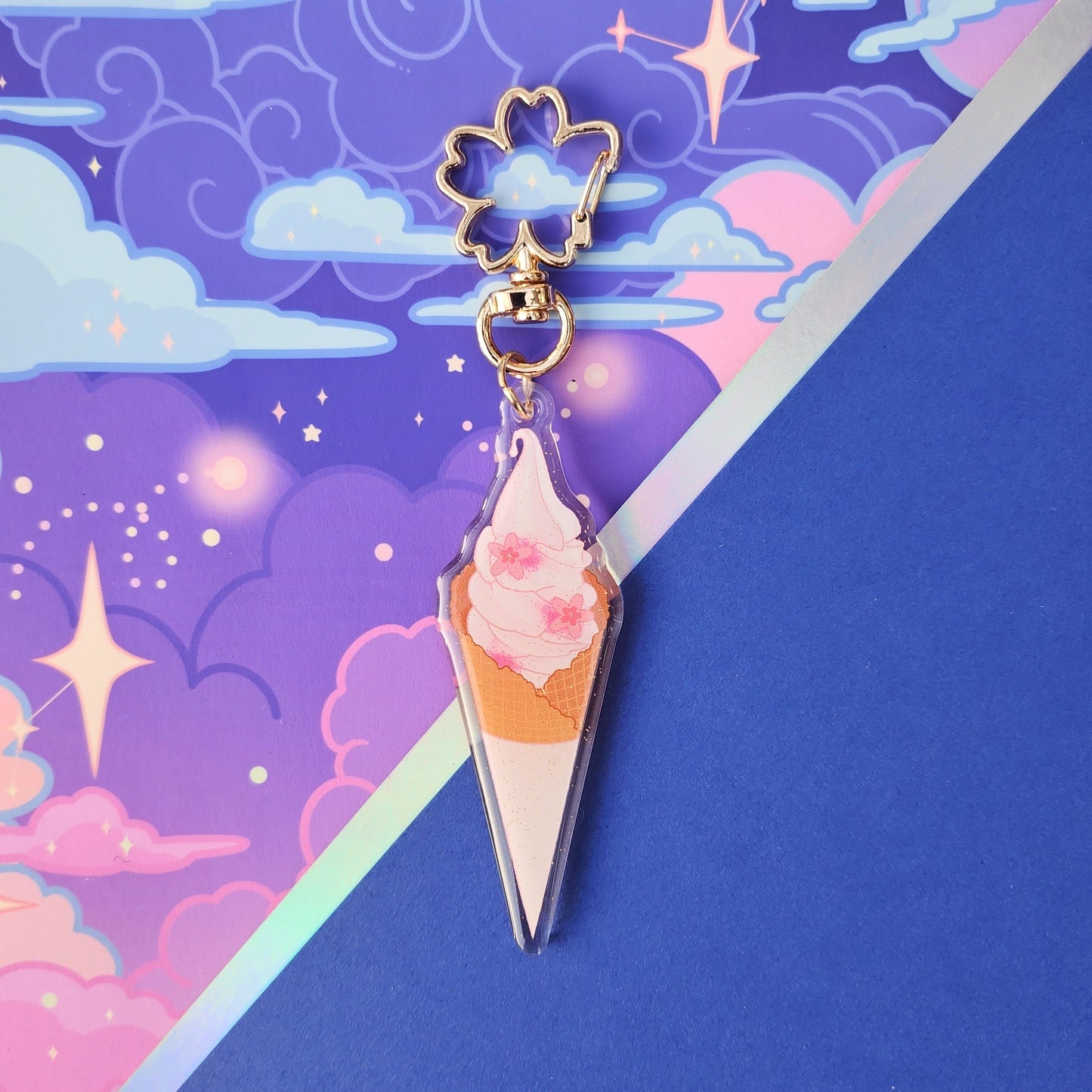 Sakura Ice Cream Glitter Acrylic Charm