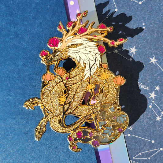 Solar Flowers Dragon Enamel Pin