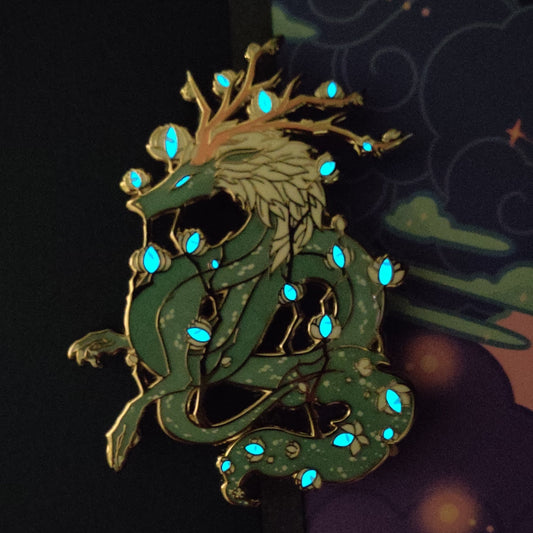 Ghost Flowers Dragon Enamel Pin