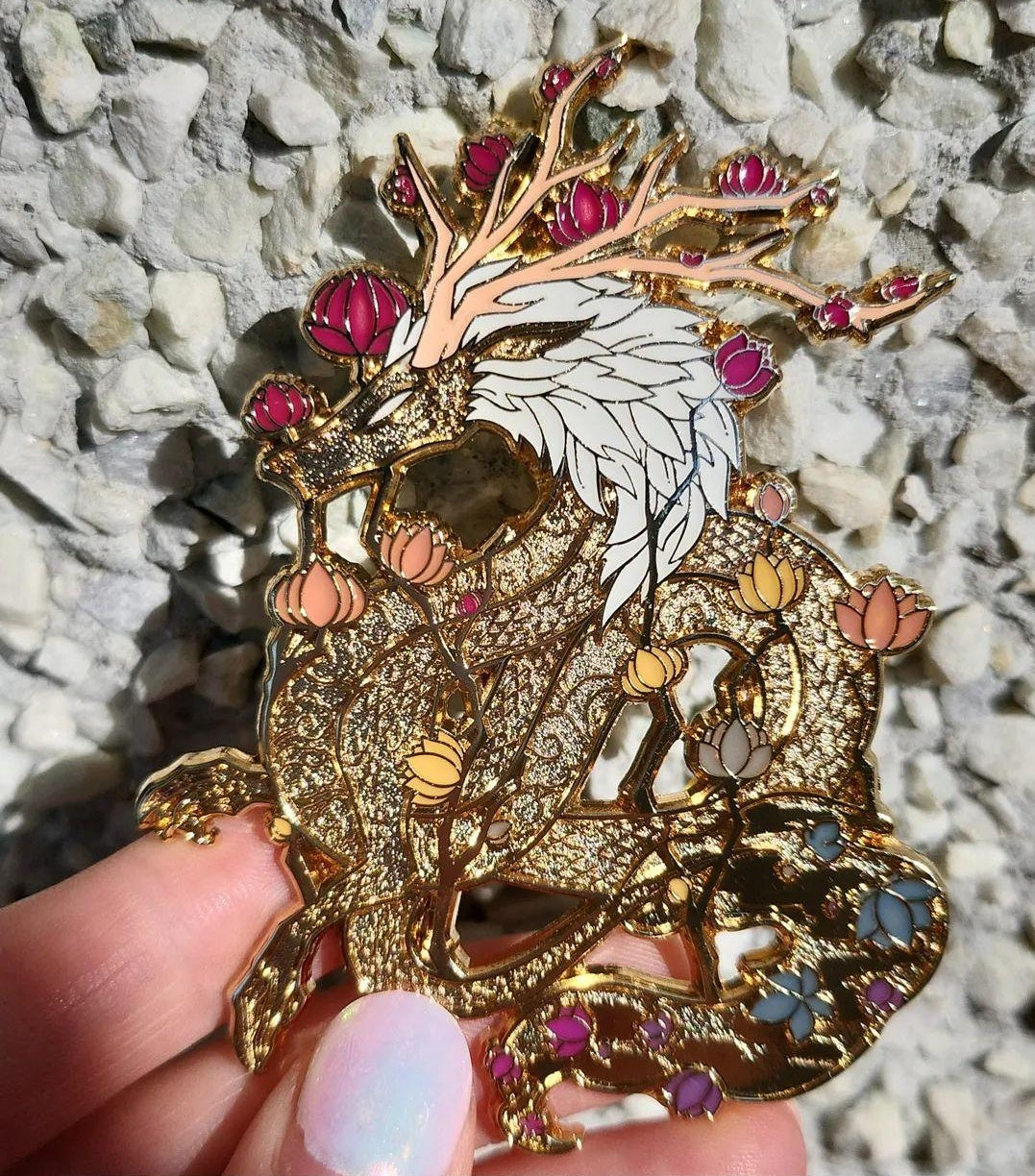 Solar Flowers Dragon Enamel Pin