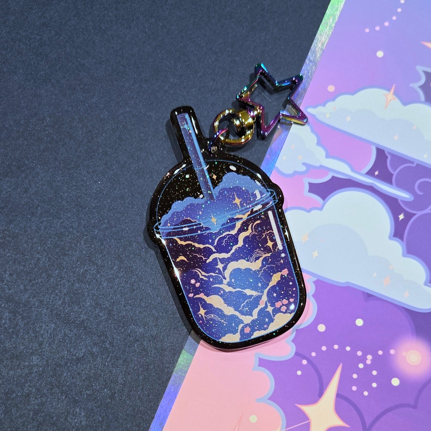 Night Sky Boba Glitter Acrylic Charm