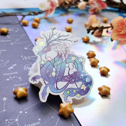 Flower Dragon Holographic Sticker