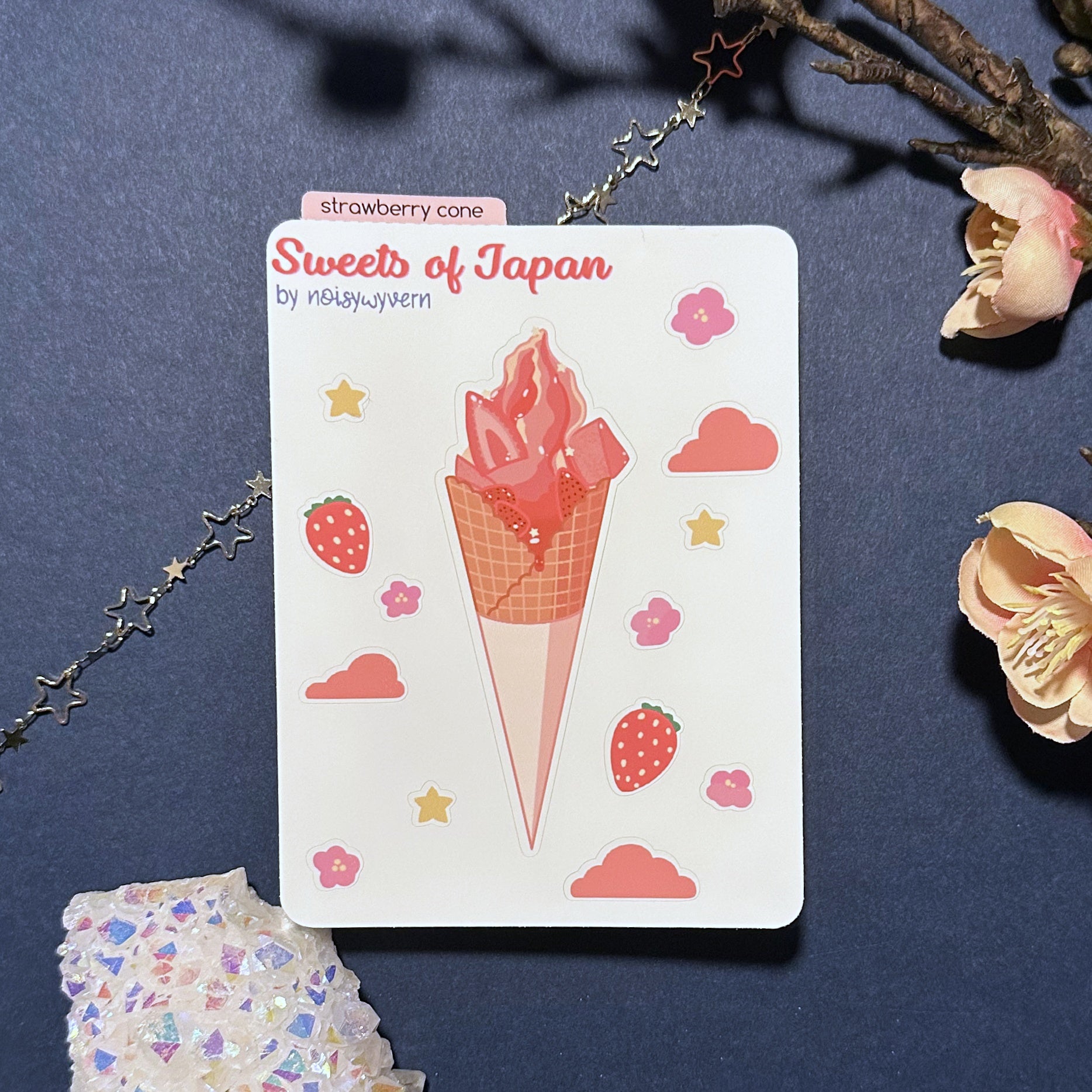 Strawberry Ice Cream Vinyl Sticker Sheet – noisywyvern