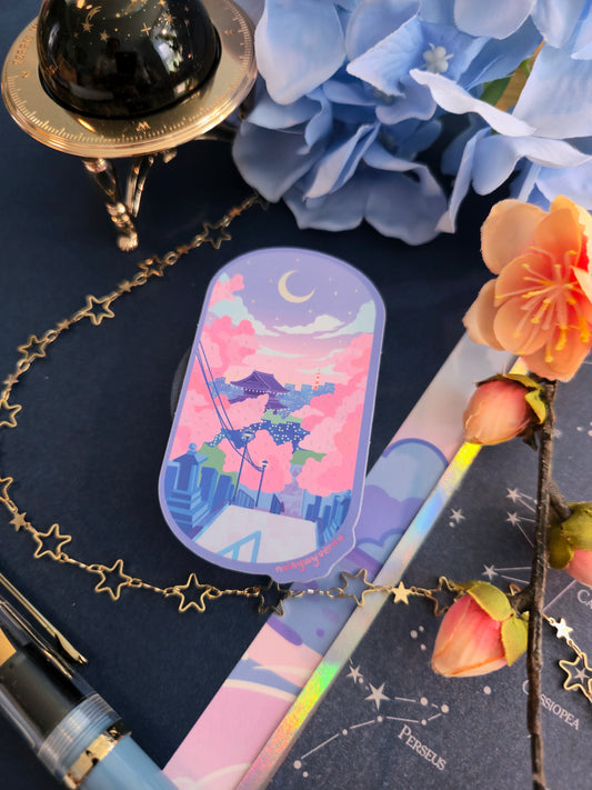 Sakura in Japan Holographic Sticker