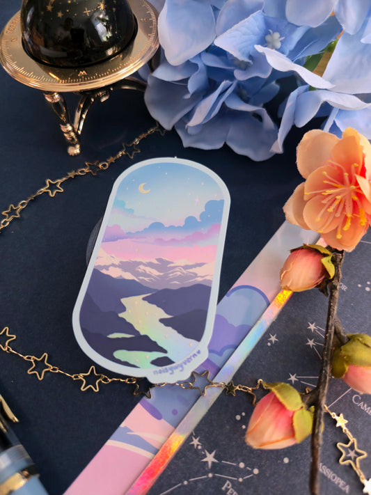 Rocky Mountain Sunrise Holographic Sticker
