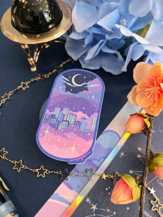 City Nightscape Holographic Sticker
