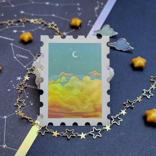 Golden Clouds Holographic Sticker