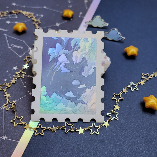 Blue Clouds Holographic Sticker