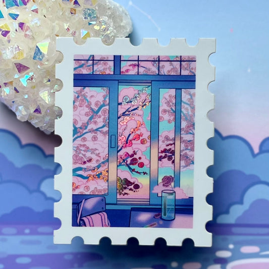 Sakura Window Holographic Sticker