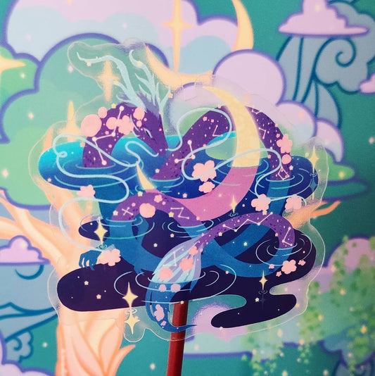 Moon Dragon Clear Sticker