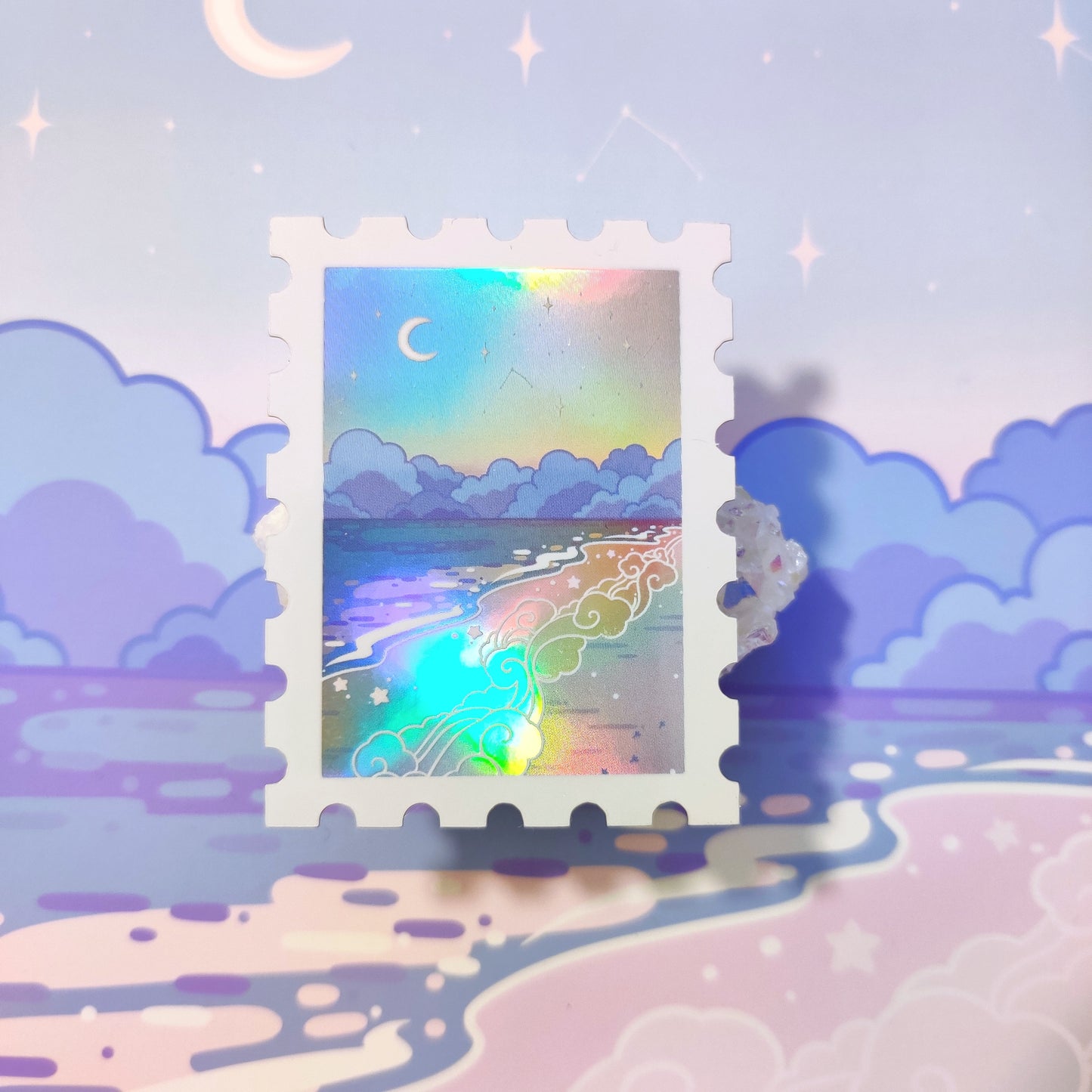 Rainbow Beach Holographic Sticker